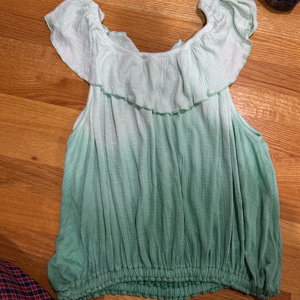 Green free people Ruffled Women's Top